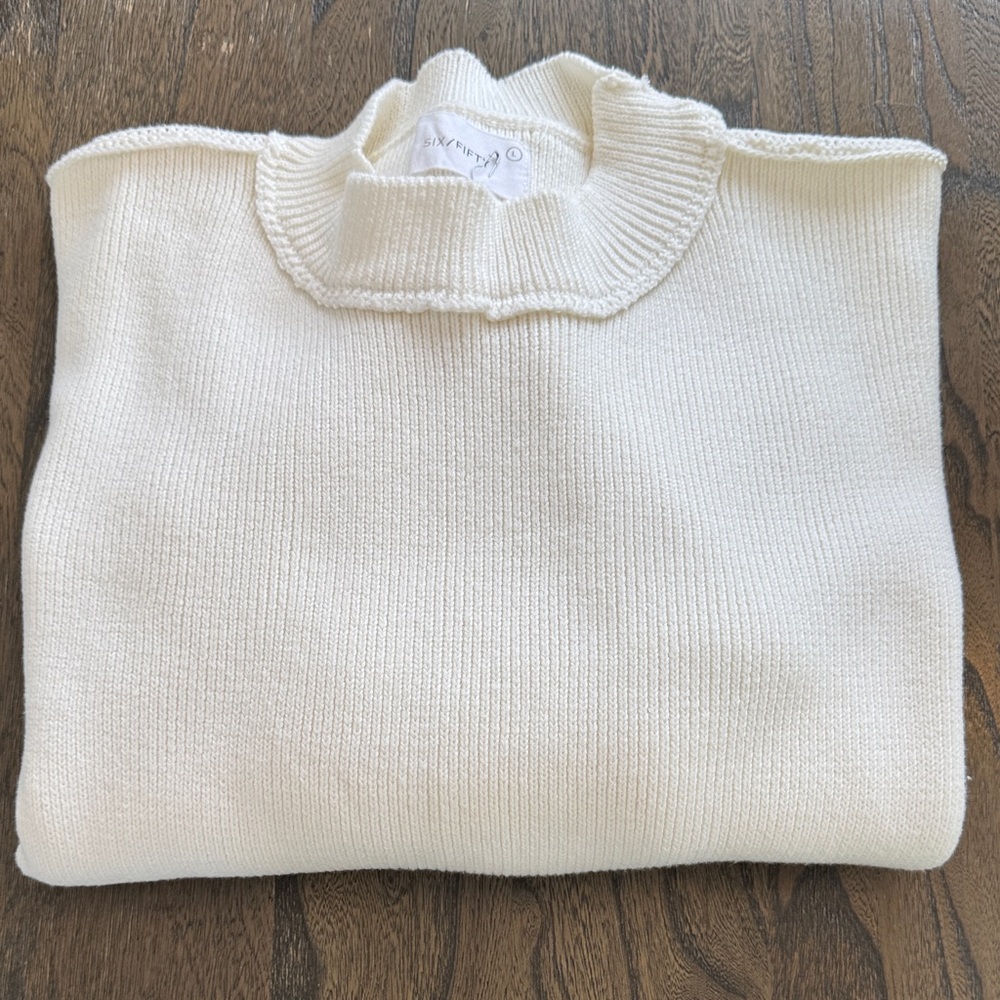 Six/Fifty, Women's Beautiful Soft & Warm Cream Crew Neck Sweater, Nwot